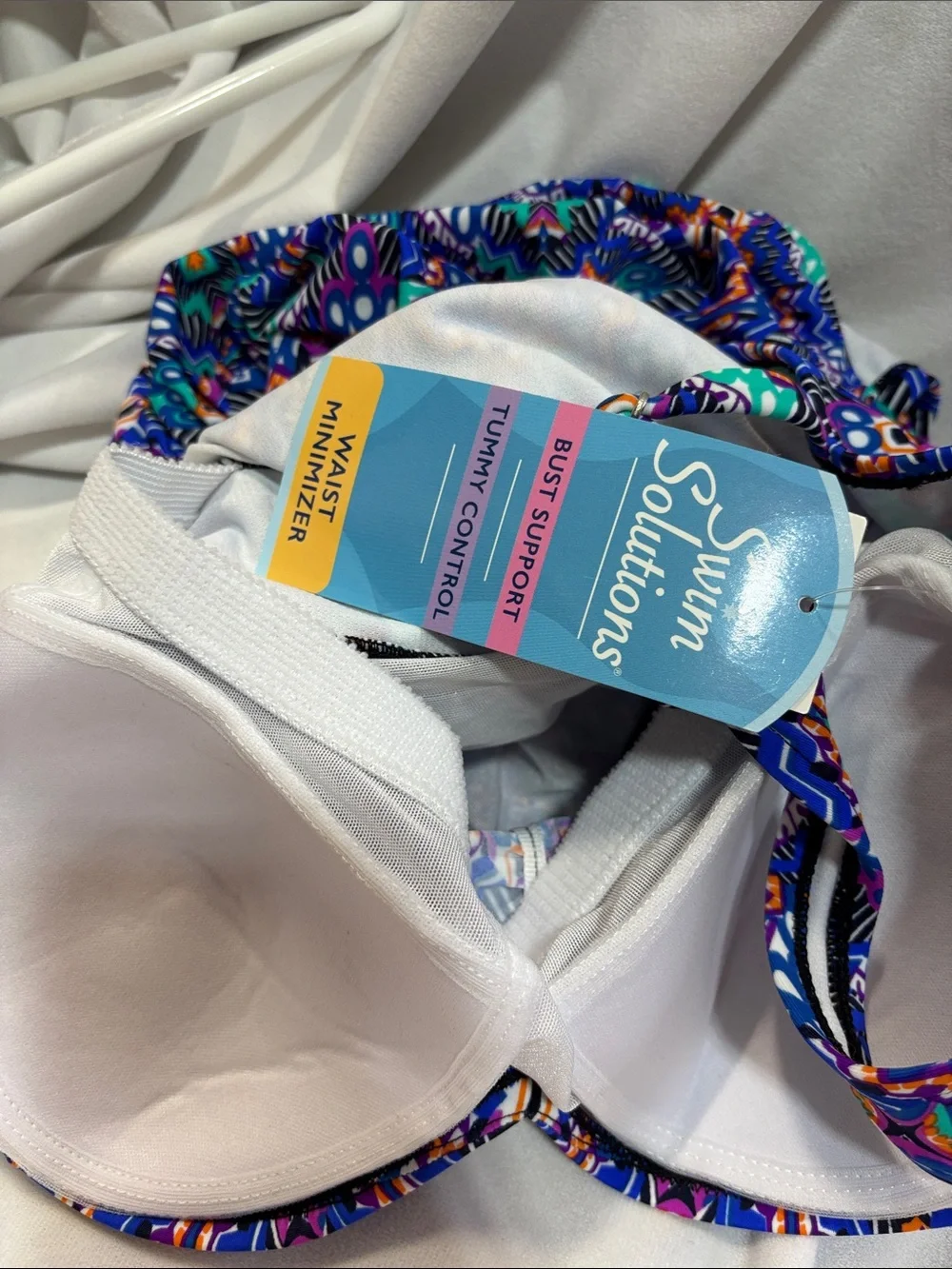 Swim Solutions multi color waist minimizer lined swimsuit NWT - Picture 9 of 10